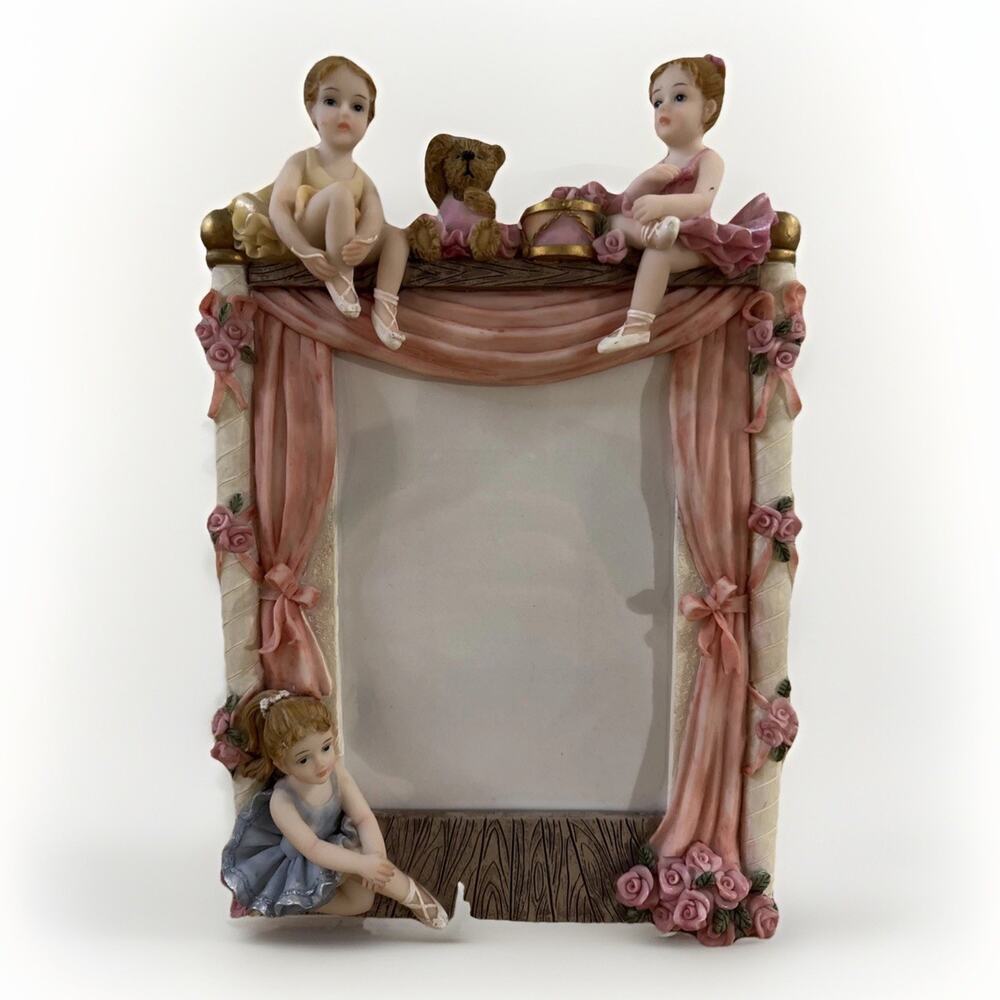 Vintage Montefiori Collection Italian 3D Resin Ballerina Picture Frame Pink Rose